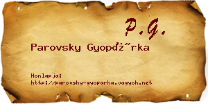 Parovsky Gyopárka névjegykártya